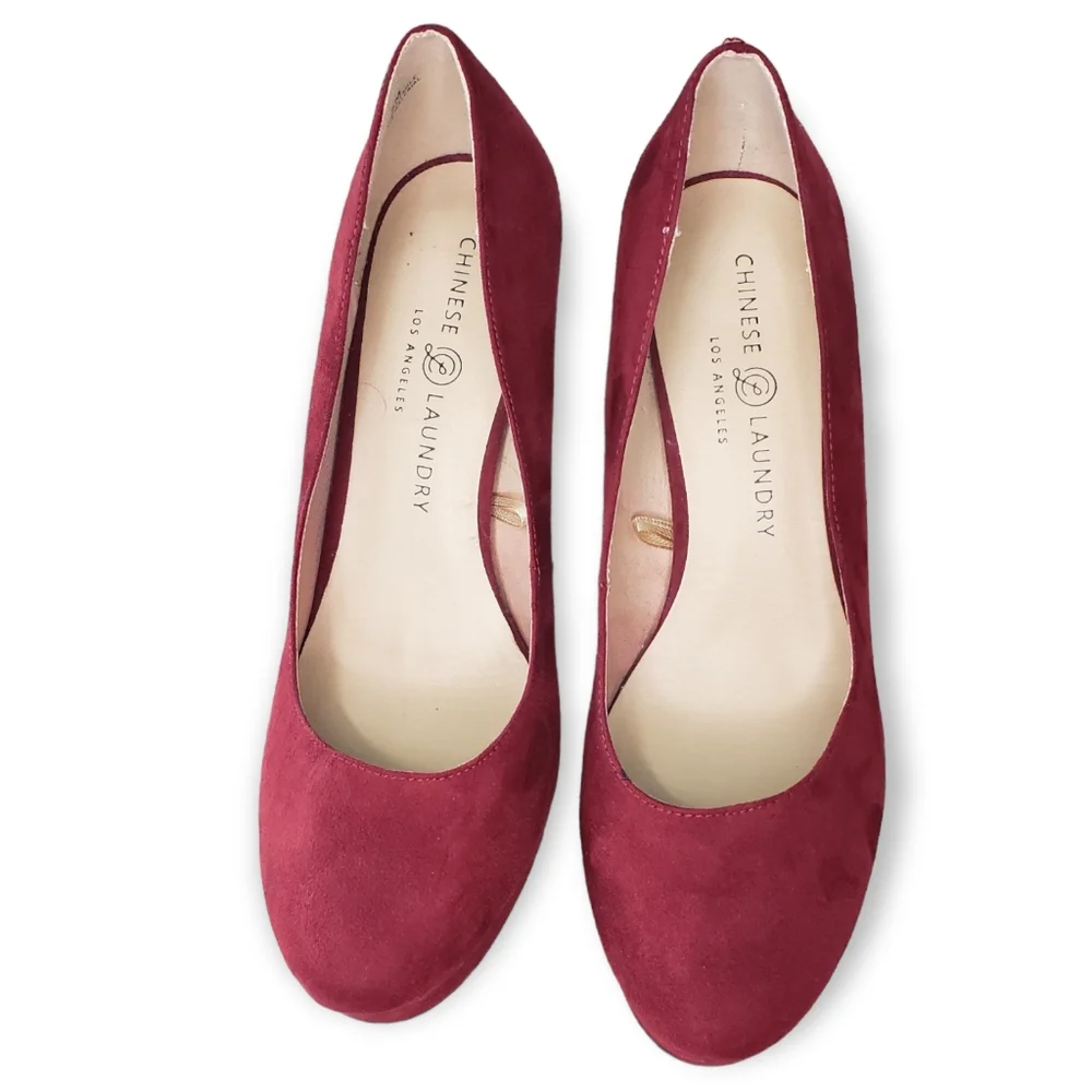 Chinese Laundry Platform Pump Wow Microsuede Red Women's 7.5M